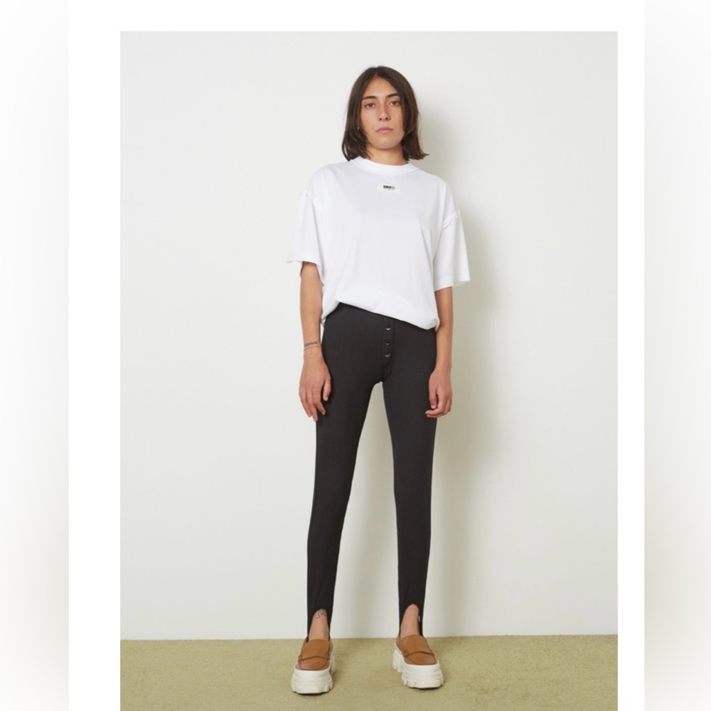 Ganni Tencel Rib Stirrup Leggings M